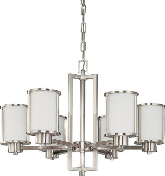 NUVO 60/2853 Six Light Chandelier, Brushed Nickel