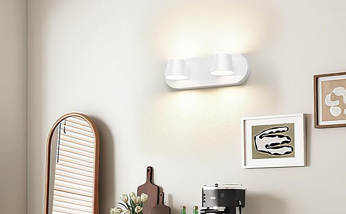 URSOLA 2 Light Bathroom Vanity Light LED White Wall Light Fixtures Up and Down Rotatable Dimmable 13 inch Bathroom Lighting
