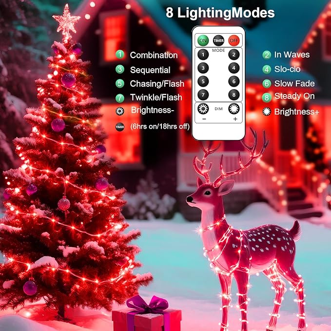 1 Pack USB Plug in Fairy String Lights,16ft 50 LED Copper with Remote and Timer, 8 Modes Waterproof Twinkle String Lights for Bedroom Indoor Party Wedding Christmas Decoration (Red)