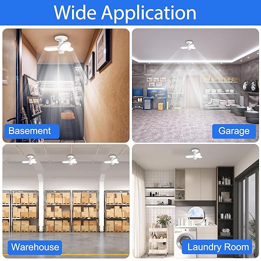 Energetic LED Garage Ceiling Light, Screw in Light for Workshop, Basement, ETL, 3 Pack
