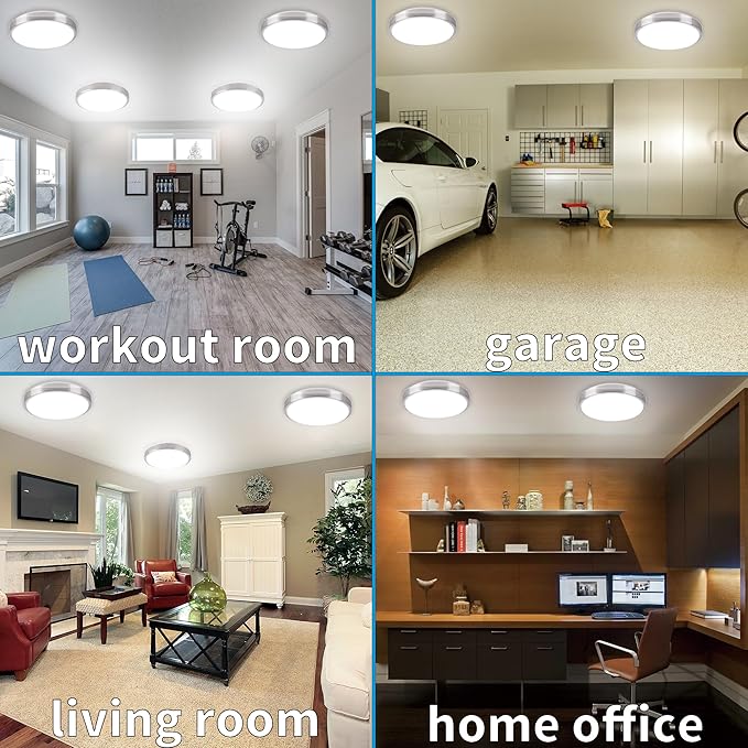8-Inch LED Ceiling Lights, Round Ceiling Light Fixture,12W 880LM 80W Incandescent Equivalent(AC85V-265V),Natrual White Light for Kitchen Bathroom Dining Room Closet(2-Pack)