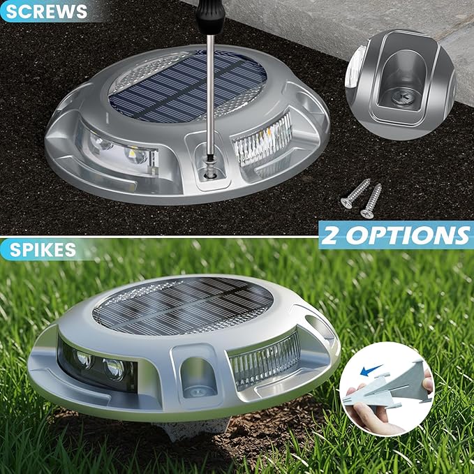 SIEDiNLAR Solar Driveway Light with Remote, 11 RGB Modes, Waterproof Outdoor Safety Light for Driveway Marker Deck Dock Walkway Pathway Step Yard Garden (1 Pack)