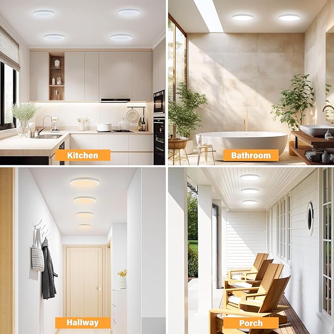ETL 7 inch Small LED Flush Mount Ceiling Light Dimmable,Ultra Slim Round Flat Ceiling Lights 5CCT-2700K/3000K/3500K/4000K/5000K,Modern Ceiling Lamp for Closet,Kitchen,Bathroom 3 Pack(White)