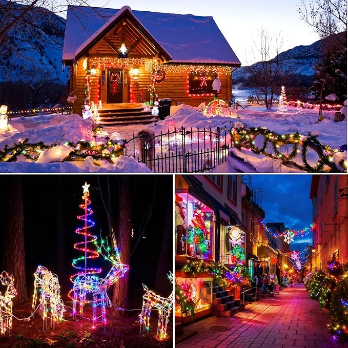 LED Outdoor Solar String Lights, 38FT 100 RGB LEDs, Solar Christmas Lights IP65, Supports APP/Music/8 Modes, Solar Outdoor String Lights for Patios, Gardens, Trees, Easter Decorations
