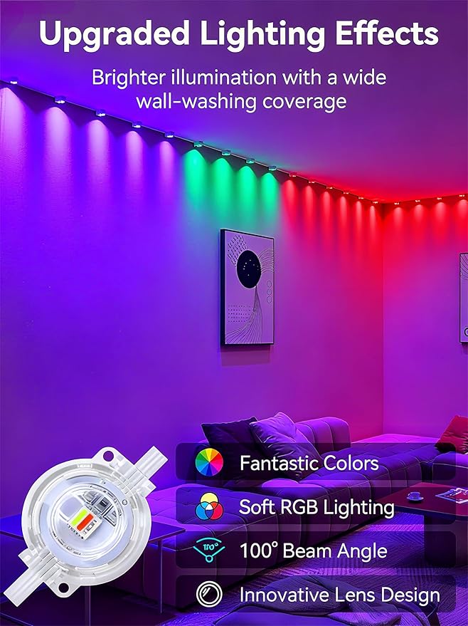 Permanent Outdoor Lights,150FT RGB Christmas House Lights Outdoor with APP Remote Control, IP67 Waterproof Smart Eternity Eaves Lighting for Holiday, Party, Daily