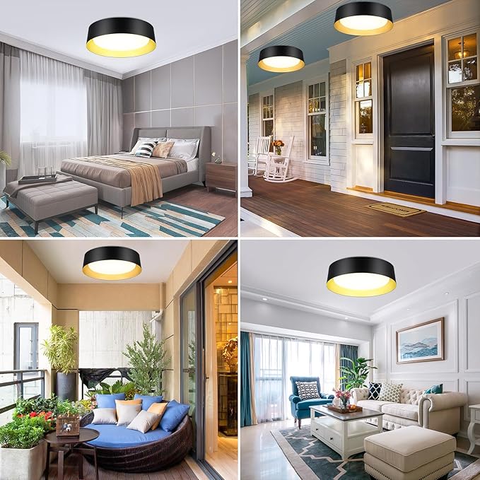 BrightHome 16in Flush Mount LED Ceiling Light, 30W(300W Equiv) 3000LM, 5CCT 2700K 3000K 4000K 5000K 6000K, Dimmable Modern Flush Mount Light for Bedroom, Bathroom, Hallway, Kitchen, White and Gold
