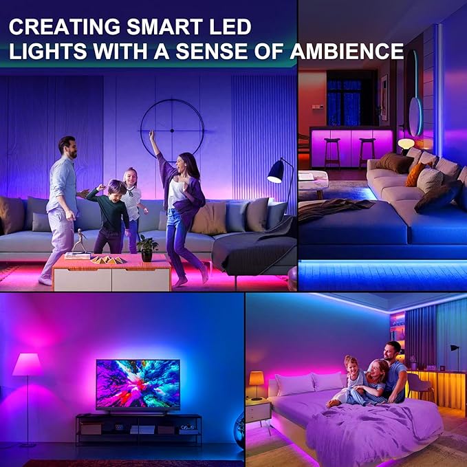 TV LED Lights, 13.2ft Music Sync RGB Strip Lights with Remote & App Control, USB Powered for 32-65 Inch TVs, PC, Bedroom, Gaming Setup, Home Cinema