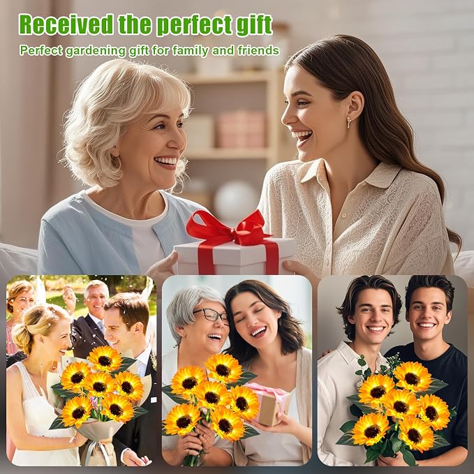 ostritec Sunflower Solar Lights Outdoor Decor, 6 Pack Solar Garden Decor Waterproof Solar Sunflower Outdoor Lights for Garden Patio,Flower Bed, Pathway, Gift for Women, Mom, Grandma (6 Pack)