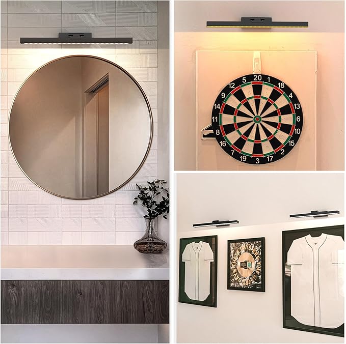 PESUTEN Picture Light Battery Operated, 16in Wireless Art Light for Paintings CCT Dimmable Recharging Battery Picture Light with Remote Control for Gallery Dartboard Art Bedroom Bathroom