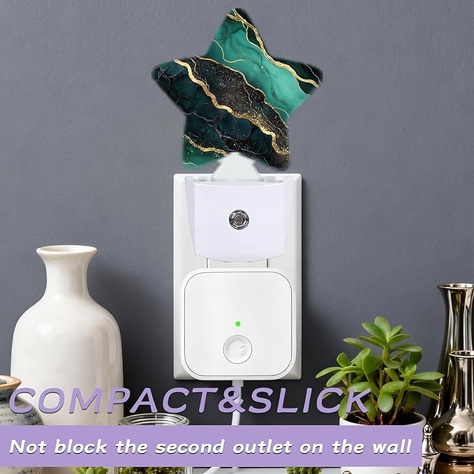 Nightlight,Abstract Marble Decorative Night Lights Plug Into Wall,Green Golden Night Light with Auto Sensor for Bedroom,Nursery,Hallway,Stairway,Gifts