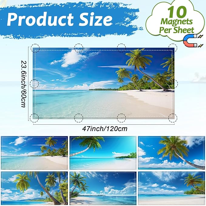 6 Pcs Fluorescent Light Covers with 60 Magnets Decorative for Classroom Ceiling Lights 4 x 2 Feet Magnetic Light Cover Filter Easy Install for Hospitals Drop Home Office Ceiling Supply(Coconut Tree)