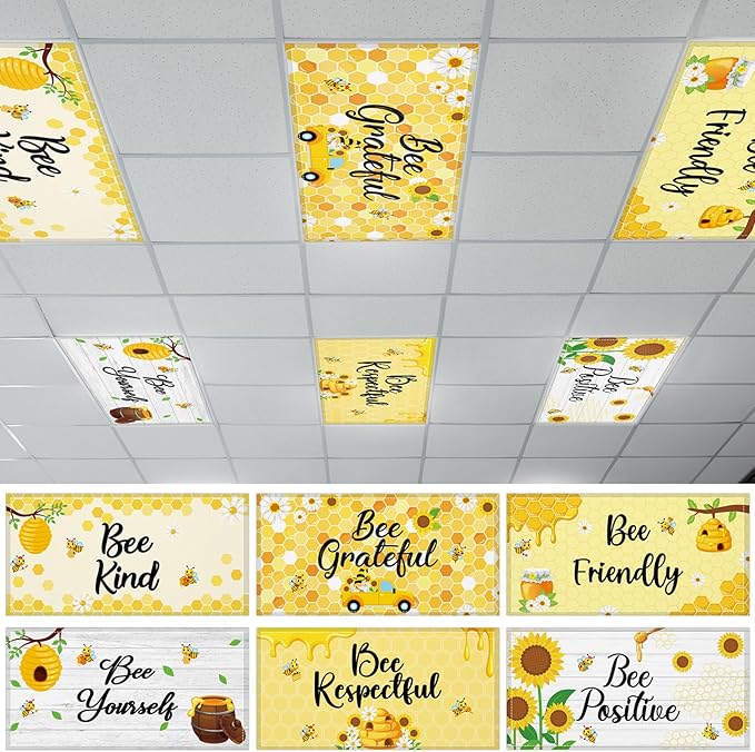 6 Pcs Fluorescent Light Covers with 60 Magnets Decorative for Classroom Ceiling Light 4 x 2 Feet Magnetic Lights Covers Filter Easy Install for Office Hospitals & Home Drop Ceiling Supplies (BEE)