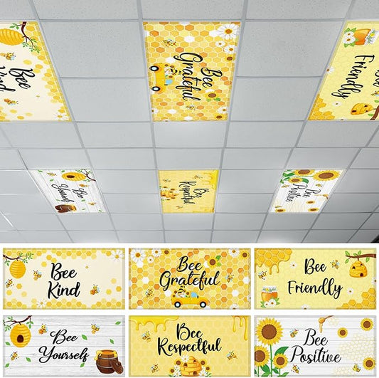 6 Pcs Fluorescent Light Covers with 60 Magnets Decorative for Classroom Ceiling Light 4 x 2 Feet Magnetic Lights Covers Filter Easy Install for Office Hospitals & Home Drop Ceiling Supplies (BEE)