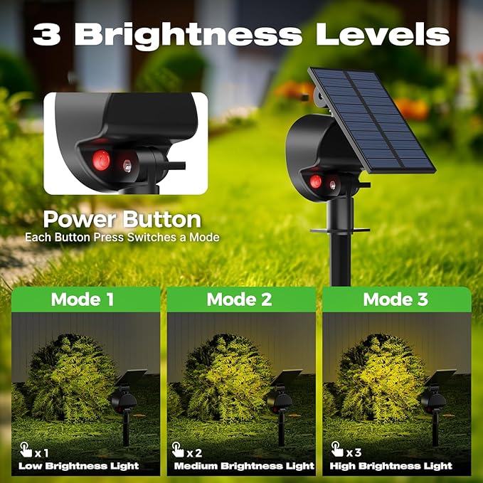 nipify 10 Pack Solar Spot Lights Outdoor Waterproof with 3 Modes, Solar Spotlight Light for Outside Yard Landscape Lighting Pathway Lights Wall,Warm White