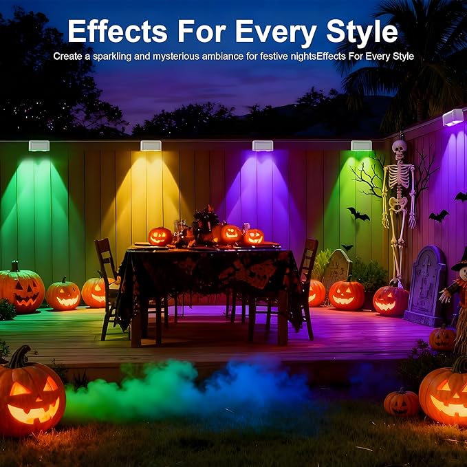 Outdoor Deck Lights, 8 Lights Smart Fence Lights Compatible with Alexa & Google Home, IP65 LED Patio Deck Lighting with Remote, Fence Lighting Music Sync for Patio Yard Garden(52.4ft)