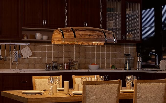 PakaLife Antique Wood Wine Barrel，Pool Table Light Fixture Pendant Lights Kitchen Island Hanging Rustic Bar Ceiling,Pool Table Light