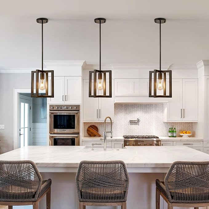 Klgxnrd Small Modern Farmhouse Black Pendant Lights Kitchen Island, Adjustable Hanging Metal Industrial Chandelier Ceiling Light Fixture for Hallway Entryway Bedroom Dining Room