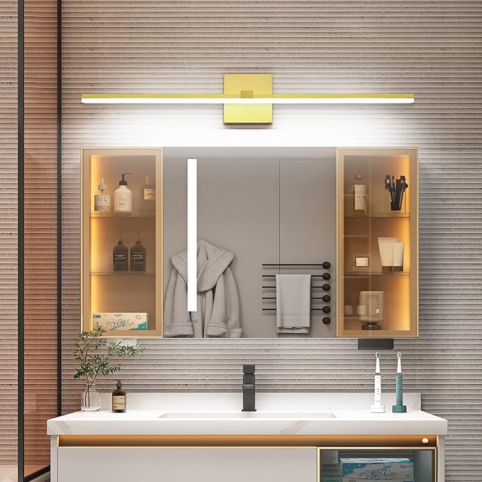 ZUZITO LED Vanity Light Gold Modern 30 inch Bathroom Lighting Fixtures Over Mirror Dimmable Bath Wall Lights Bar