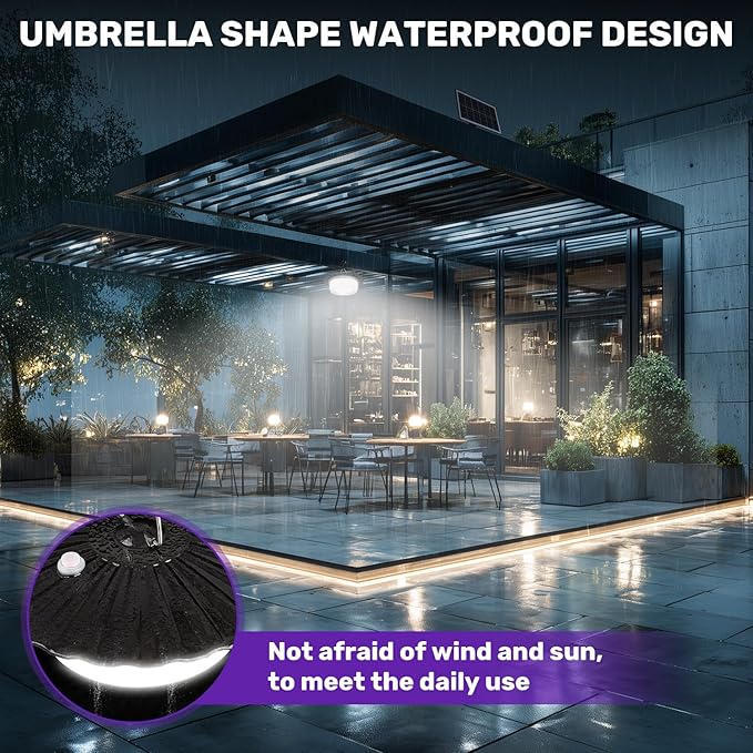 Solar Shed Light Outdoor Indoor, Upgrade 244 LED 360° Lighting Motion Sensor Pendant Light, Waterproof Solar Lights with Remote Control, Timer, 5 Modes for Shed Gazebo Garage Barn (1)