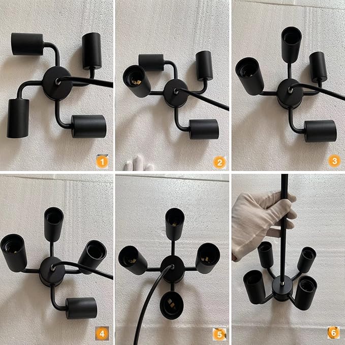 4-Light Farmhouse Semi Flush Mount Ceiling Light,Modern Rustic Metal Industrial Ceiling Light Fixture,Black Chandelier for Kitchen Island Dining Room Bedroom Living Room Foyer Hallway Entryway