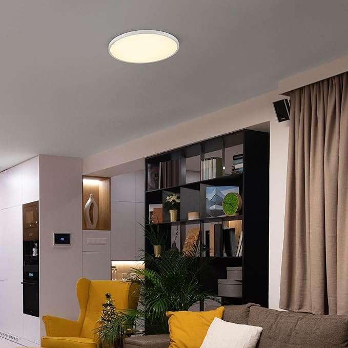 Maxxima 24 in. LED Flush Mount Ceiling Light Fixture - 3300 Lumens, 5 CCT 2700K/3000K/35000K/4000K/5000K, Round Color Selectable Panel Light, Dimmable, Suitable for Bathroom or Shower