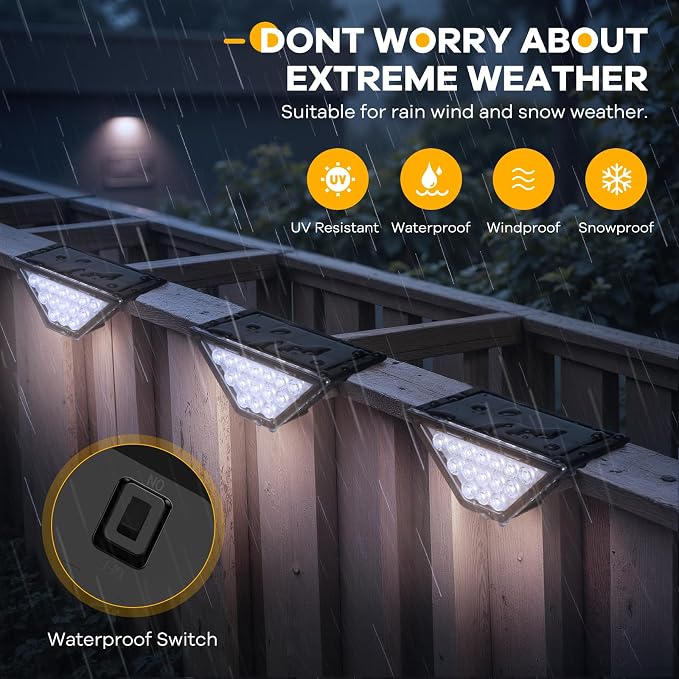 BKBB PPBB Solar Step Lights for Outside, Solar Stair Lights Outdoor Waterproof, Deck Step Lights for Fence, Patio, Yard, Porch, Front Door, Sidewalk, Garden, Patio Decor (12, Cool White)