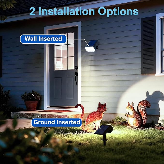 JEJOT Solar Lights Outdoor Waterproof IP65, Super Bright LED with Lens, 6500K 2 Lighting Modes, Solar Powered Yard Garden Solar Spot Lights for Outside Landscape Auto On/Off - 6 Pack