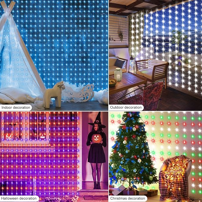 LumBelle Smart Curtain Lights RGB 5050 Built in Chip, Color Changing Curtain Lights with Music Sync APP Remote Control, 8Ft x 6Ft 144LED USB Powered Fairy Lights for Party Patio Garden Decor