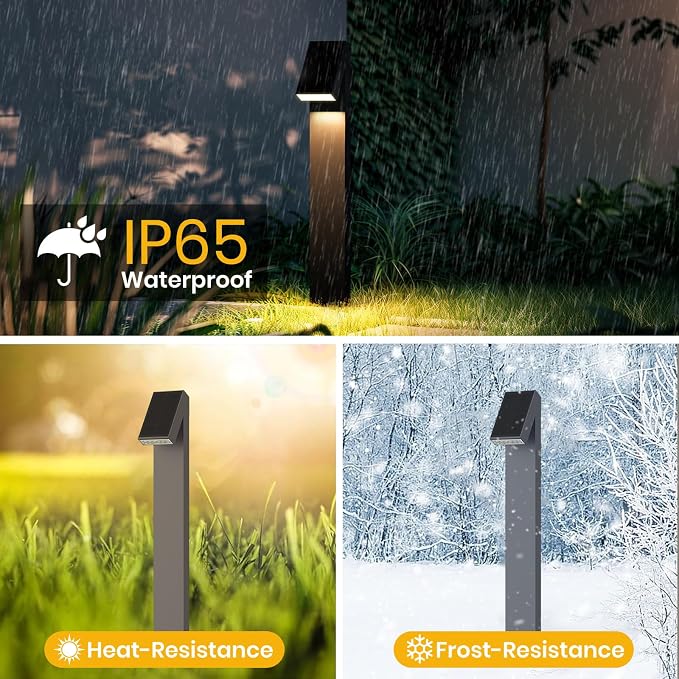 SOTTLOT Solar Pathway Lights, 3000K Metal Solar Landscape Lights Outdoor | 4 Working Modes, 500LM Solar Path Lights, IP65 Waterproof Solar Walkway Light for Outside Garden Yard Patio Lawn Decor, 2pcs