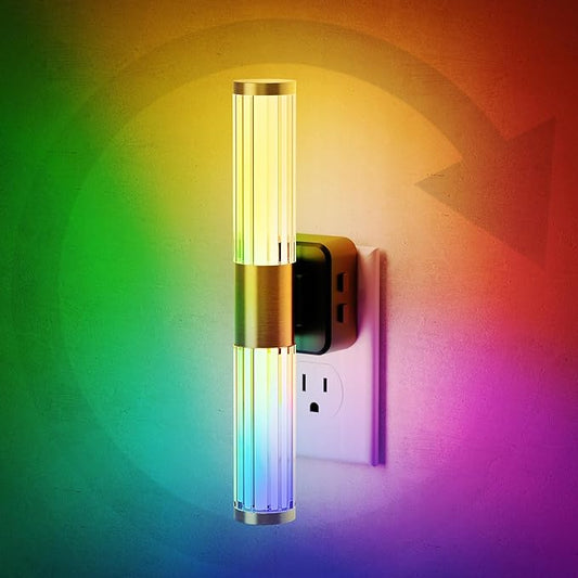 JandCase Night Light, Night Lights Plug into Wall, Color Changing Nightlight RGB with Dusk to Dawn Sensor, Vanity Light Bar for Hallway, Bathroom, Rooms