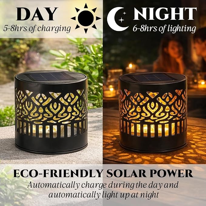 Decorative Solar Mandala Lights, Solar Mandala Lights Outdoor, Mandala Theme Waterproof Fence Light for Garden Post Patio Backyard Yard Decor (2PCS, Warm White