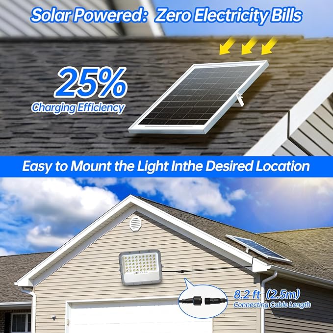 Solar Flood Lights Outdoor Waterproof - 5000 Lumen Dual-color LED Lights Dawn to Dusk,Heavy Duty Aluminum Exterior Security Light with Remote Control,Bright Spot Light for Outside Wall, Patio, Yard