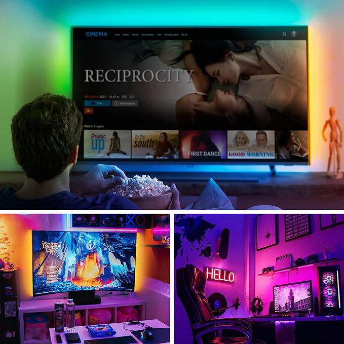 LEPOTEC Wall Lights, 10" Under Cabinet Lighting with Music Sync, 2200mAh Rechargeable Wireless Motion Sensor Gaming Light Bar, TV Backlighting with App Control for Kitchen, Bedroom, Hallways, Closets