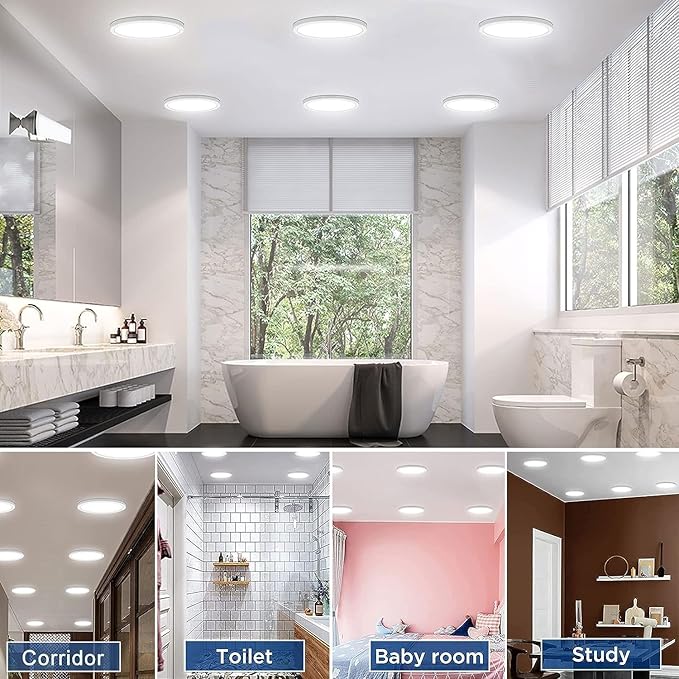 ETL Certified 9 inch LED Ceiling Light Flush Mount, Ultra Slim 0.63'' Thick Round Flat Ceiling Light Fixtures 5000K Daylight Dimmable Ceiling Lamps for Bedroom,Bathroom,Kitchen 8 Pack White