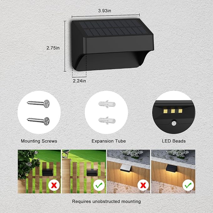 ZCXLIGHT Solar Fence Lights Outdoor,Fence Solar Lights Outdoor Waterproof Led IP65 with10 Fixed Colors ＆ RGB Color Changing for Wall Backyard Step Railing Patio Pool Porchaily&Holiday Decorations (4)