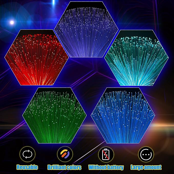 Patelai 10 Pcs Fiber Optic Lamp Bulk 13.5" Color Changing Crystal Base with 7 Colors Battery Powered for Sensory Room Table Centerpiece Christmas Neon Glow Party Supplies