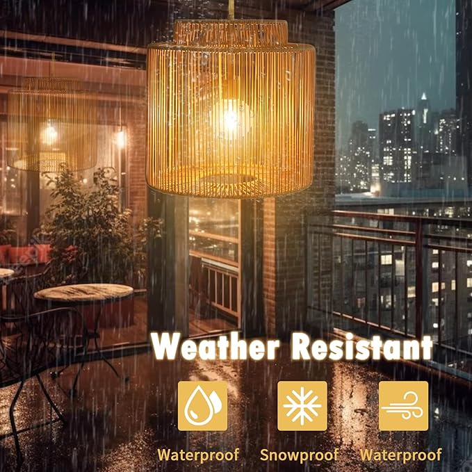 Solar Pendant Light Outdoor Hanging Lantern Solar Outdoor Chandelier with Remote Dimmable Waterproof Lantern Chandelier for Porch Patio Gazebo Garden Yard Decoration