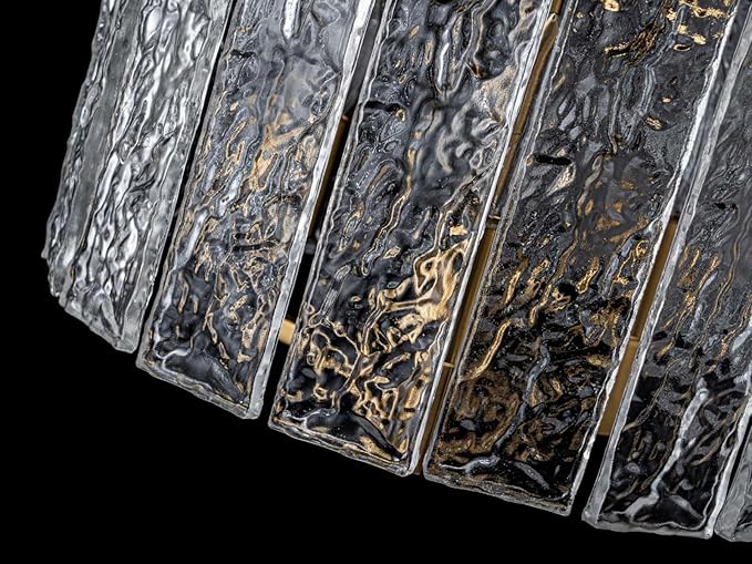 3-Light Modern Ceiling Light for Living Room, Bedroom, Foyer, Kitchen, Close to Ceiling Semi-Flushmount Light Fixture, D12.6 x H14.6, Handmade Glass Shade & Gold Finish Frame