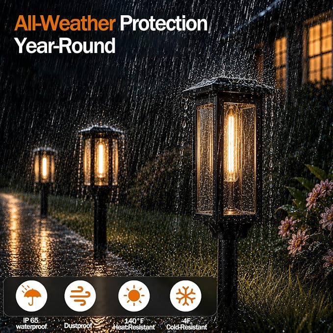 Tenmiro-Solar-Pathway-Lights-Outdoor-4 Pack-LED-Solar-Powered-Garden-Lights-Waterproof-IP65-Outdoor-Light-for-Yard-Lawn-Patio-Path-Walkway-Driveway-Decor-3000K