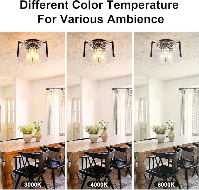 Bektas Semi Flush Mount Ceiling Light, Hallway Light Fixture,Entryway Light,Modern Bedroom Lampe,Metal Light Fixtures,Lighting Fixture Flush Mount for Kitchen Bathroom Dining Room (Black, 3-Light)