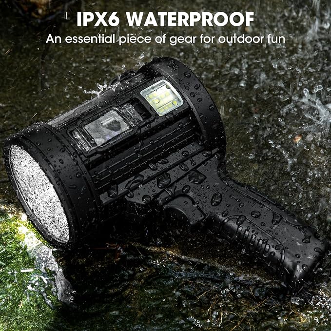 Kmivo Rechargeable Spotlight, 2,000,000 Lumens Super Bright Handheld Led Flashlight, Outdoor Spot Light with Cob Light and Solar Panelsfor Boating Camping