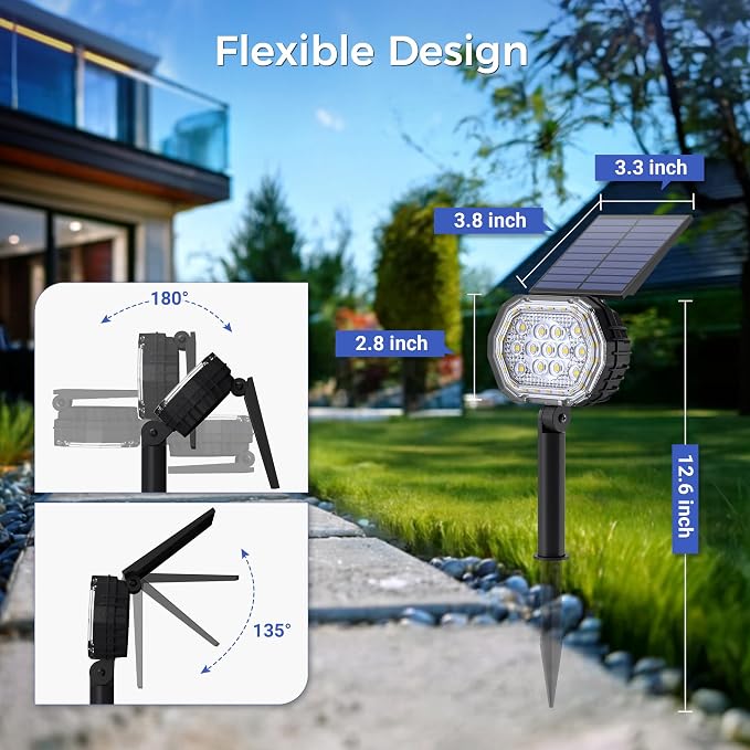 Solar Spot Lights Outdoor Waterproof IP65, 3 Modes Solar Lights Outdoor 35 LED Landscape Lighting, Spot Uplights for Flag Tree Garden Yard House Backyard, 1 Pack Neutral White(4000K)