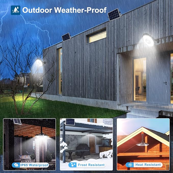 INDARUN Solar Shed Light Indoor Outdoor, Solar Motion Lights with 5 Modes, Up to 3000LM, Waterproof Pendant Barn Lights for Porch, Chicken Coop, Garage, Gazebo Lighting