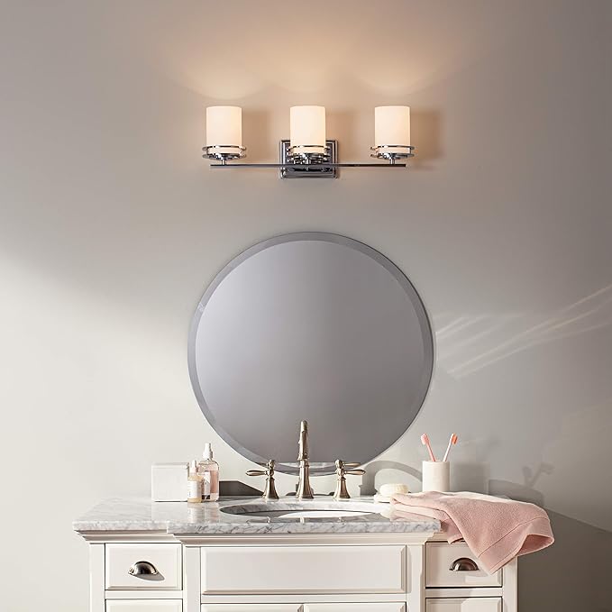 Kichler Hendrik 24" 3 Light Vanity Light with Satin Etched Cased Opal Glass Chrome