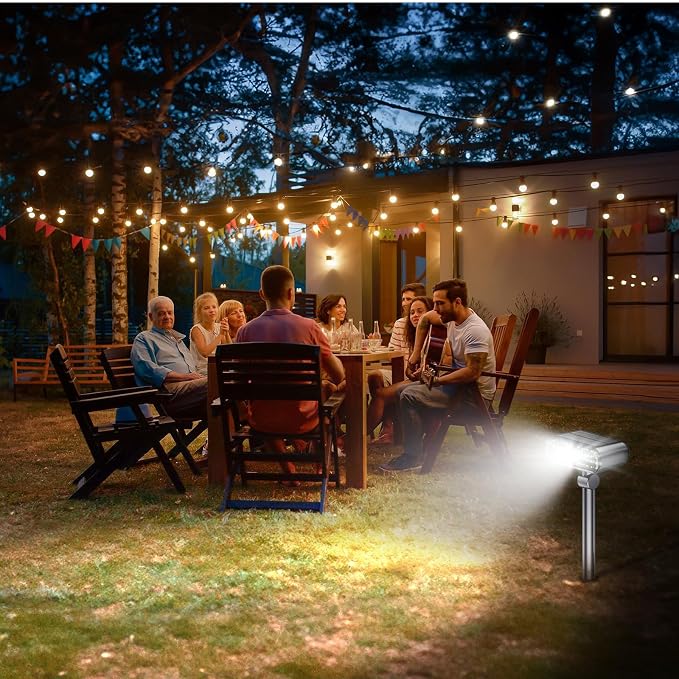 Solar Spot Lights Outdoor, 3 Modes Motion Sensor Landscape Lights, Waterproof IP67 LED Motion Security Solar Spotlights for Outside Yard Pathway Driveway Walkway, 2 Pack