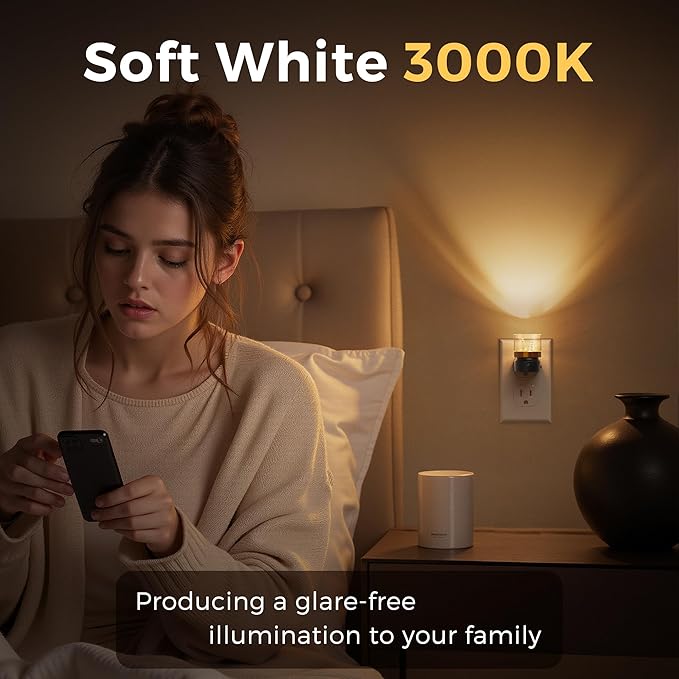 L LOHAS LED Night Light, Night Lights Plug into Wall, 3000K Soft Light LED NightLights, Built in Dusk to Dawn Sensor Bubble Wall Light for Hallway, Bathroom, Rooms