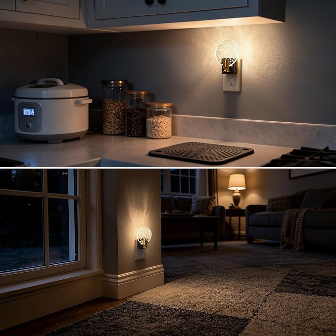 DORESshop LED Night Light, Decorative Bubble Night Light Plug Into Wall with Dusk-to-Dawn Sensor, Dimmable Nightlights for Bathroom Hallway, Bedroom,Kids Room,Stairway, Soft White
