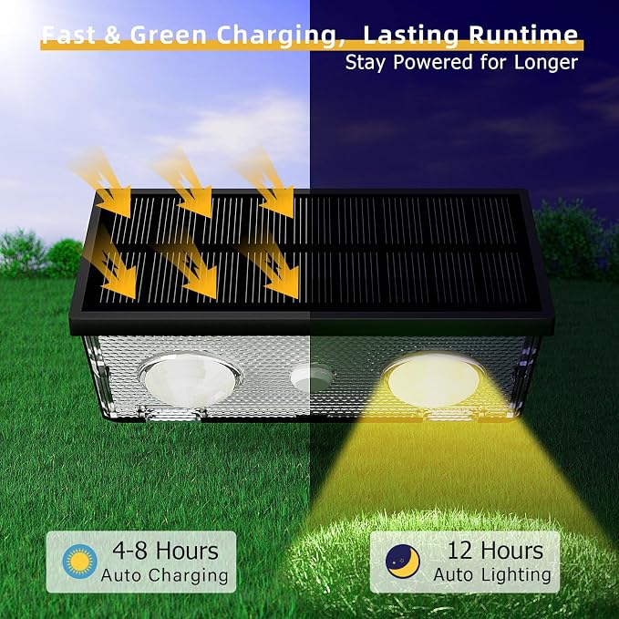 Solar Fence Lights Outdoor Waterproof, Warm & Cool White RGB Dusk to Dawn LED Wall Mount Sconce Light Up & Down Deck Lights Solar Powered for Outside Garden Patio Backyard Garage(6 Pack)