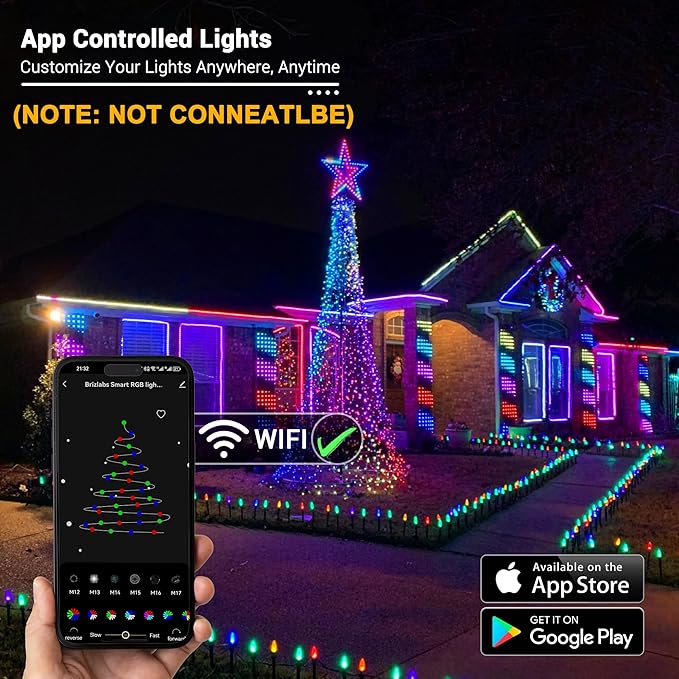 Brizled (Not Connectable Color Changing Smart Christmas Lights, 78FT 120 LED C9 String Lights App Control, Dimmable Outdoor Christmas Light, Christmas Tree Light Indoor, RGB Xmas Lights Party Decor