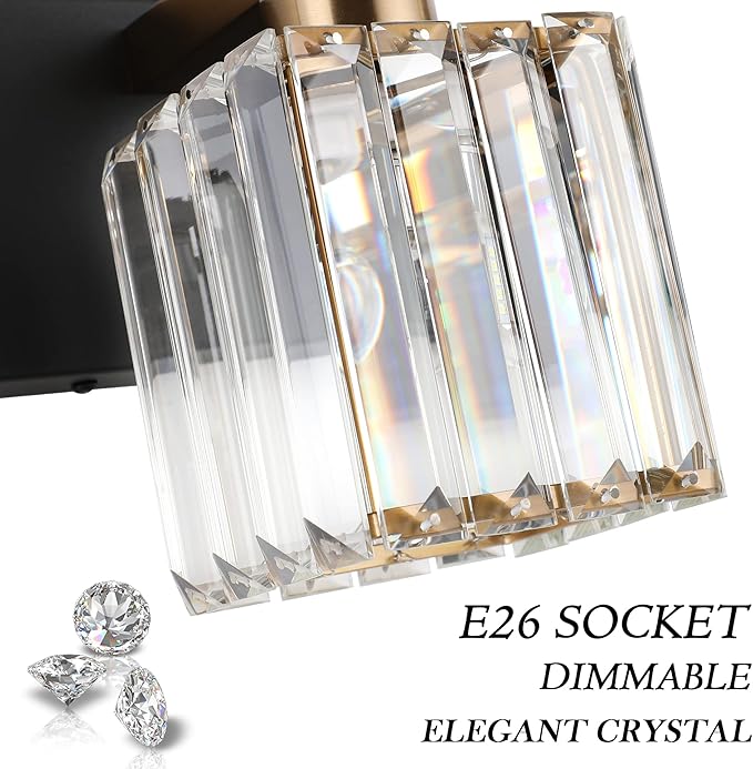 Aipsun Crystal Vanity Light Bathroom Lighting Fixtures 3 Light Modern Vanity Lighting Fixtures (Exclude Bulb)